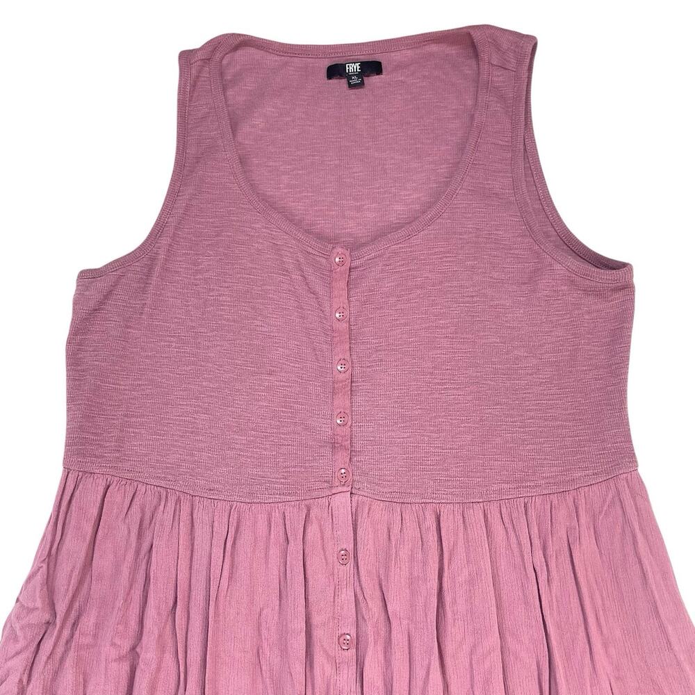 Frye Button Front Midi Tank Dress with Pockets Women's Size XL Mauve Pink Boho - Picture 3 of 15